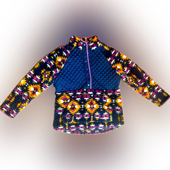 EUC Simply Southern SZM half snap front pullover Aztec print w/quilting/Bust 43” - Picture 1 of 6